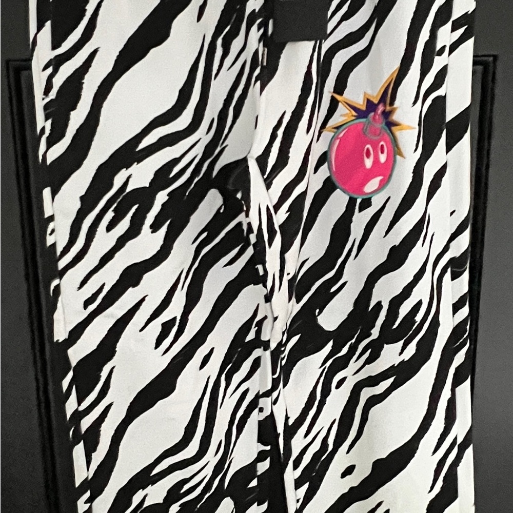 The Hundreds Zebra Print Pants with Pink Atom Bomb Graphic Embroidered - Picture 1 of 6